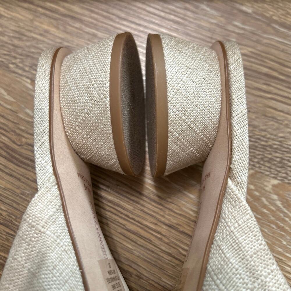 Vince Camuto Liane Natural Linen Raffia Slide Sandals Gold Ring Round Heel New 9 - Picture 13 of 14